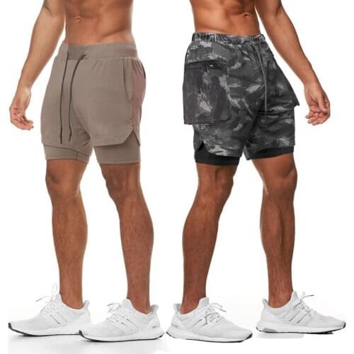 Mens Running Shorts Quick Dry Stretch Fitness Workout Volleyball Shorts 2 in 1 Double Layer Jogging Gym Shorts Men Sport Shorts
