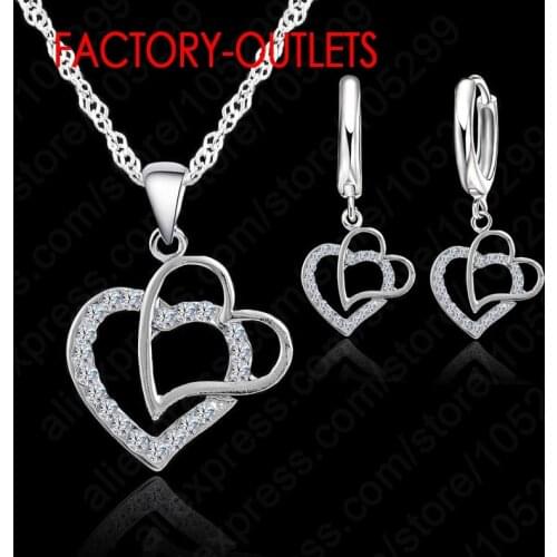 925 Sterling Silver Bridal Jewelry Sets Heart Pattern Romantic CZ Cubic Zirconia Women Girls Engagement Anniversary Wholesale