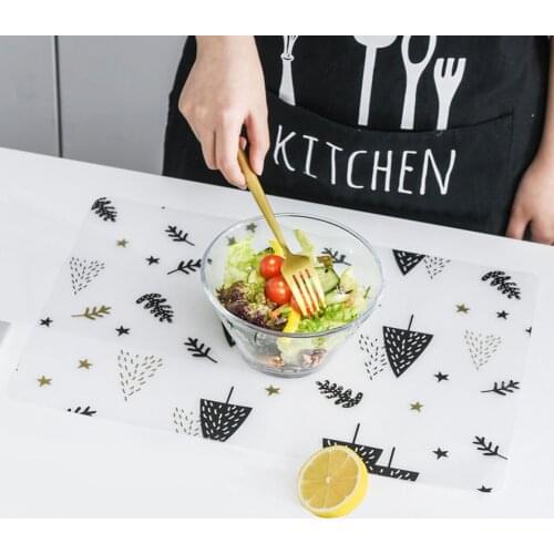 Transparent Table Mat Waterproof Placemat Oil-proof Bowl Mat Heat-resistant Kitchen Dining Mat Household Dining Table Decoration