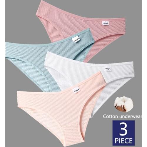 S-2XL Cotton Panties Female Underpants Sexy Panties for Women Briefs Underwear Plus Size Pantys Lingerie 3PCS/Set 8 Solid Color
