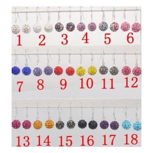 Mixed White 10MM en Micro Pave Disco Ball Earrings Woen drop Jewelry Rhinestone lot dfg34 crystal