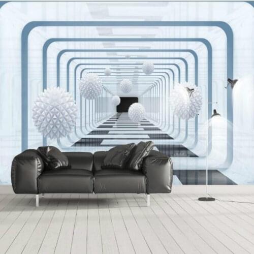 Modern Abstract Geometric 3D Three-dimensional Technology Tunnel Space Wall Mural Wallpaper Living Room Studio Wall Paper 3D