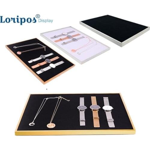 Stainless Steel Jewelry Rack Flannel Tray Watch Key Eyewear Belt Display Props Jewelry Display Trays Jewelry Display For Shows