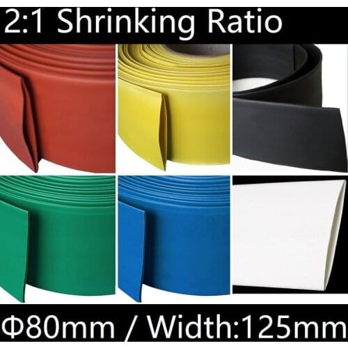 Dia 80mm (Width 125mm) Heat Shrink Tube 2:1 Polyolefin Thermal Cable Sleeve Insulated Wire Protector Wrap DIY Connector Repair