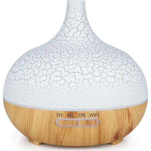 Smart WiFi Essential Oil Diffuser Air Humidifier Works with Alexa Google Home EU Plug Light Wood
