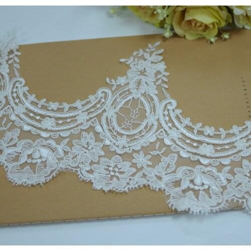 5 Yards 19cm Width Vintage Embroidered Flower Floral Lace Edge Trim Ribbon Wedding Applique DIY Sewing Craft Lace Bridge Accy