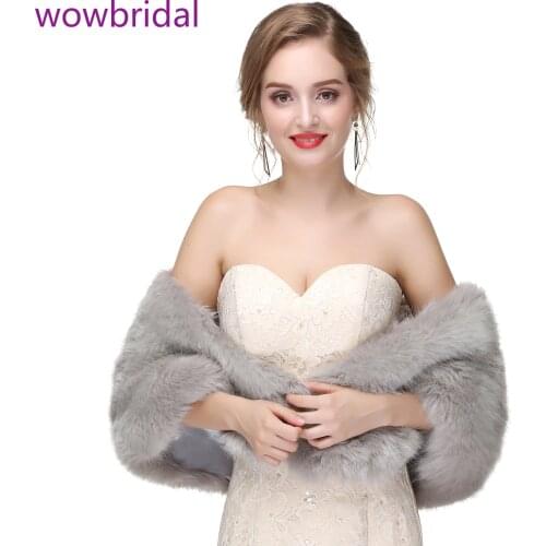 WOWBRIDAL Warm Faux Fur Winter Bridal Cape Wedding Cloaks Party Wraps Jacket Wrap Boleros De Encaje Boleros De Mujer