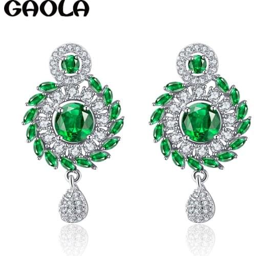 GAOLA Women Bright Color Cubic Zirconia Round Flower Stud Earrings fashion jewelry GLE6578