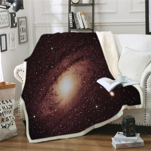3D Universe Printed Bohemian Blanket for Adults Starry Sky Universe Sherpa Fleece Woman Throw Blanket Microfiber
