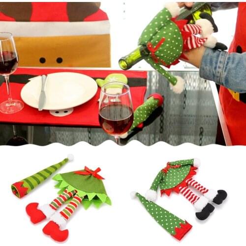 2sets/pack Wine Bottle Cover Red Wine Gift Bags for Christmas Home Party Decoration, One Size