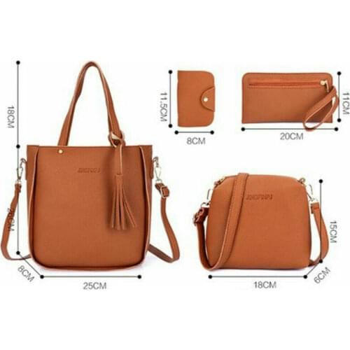 4Pcs/Set Women Lady Leather Handbags Messenger Shoulder Bags Purse Tote Satchel