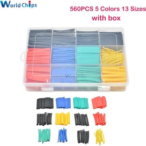 560PCS Heat Shrink Tubing 2:1 Electrical Wire Cable Wrap Assortment Electric Insulation Heat Shrink Tube Kit 13 sizes with box