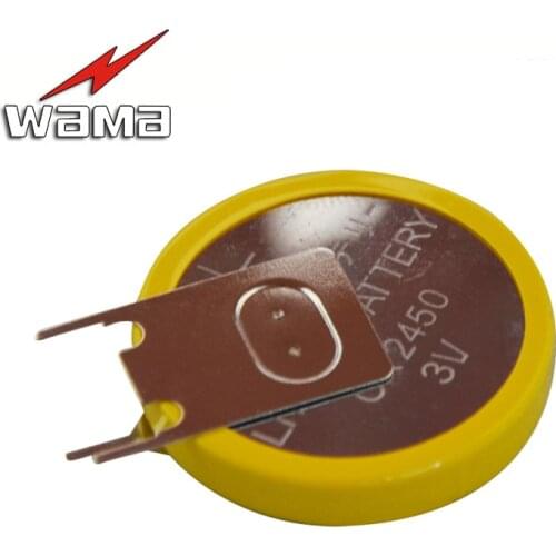 20pcs/lot CR2450 Button Cell Coin Batteries 3V 180 degree 3 Feet Welding Solder Pins Wristband Watch Accessories Replace OEM