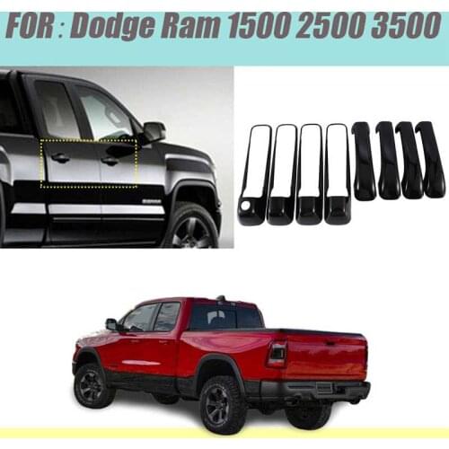 Gloss Shiny Black Protect Door Handle Cover Accessories 4 Doors for 2009-18 Dodge Ram 1500 2500 3500