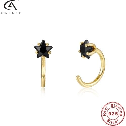 CANNER Hot Ins Geometric Stars Clip Earrings For Women Gold Color Earrings Pendientes Plata 925 Huggie Earrings Jewelry Kolczyki