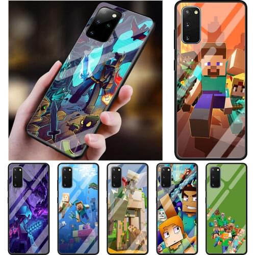 Sandbox game Mini World Glass Phone Case for Samsung Galaxy S21 S20 FE Note 10 Lite S10 S9 S8 Plus 20 Ultra 9 S10e Cover