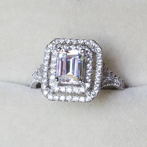 Choucong Fashion Jewelry CZ Princess cut Two row simulated stones White Gold Filled Women Engagement Wedding Ring Sz 5-11 Gift