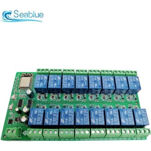 ESP8266 WIFI Sixteen-way Relay Module ESP-12F Development Board Large Capacity 4M Byte Flash DC 5V 12V 24V