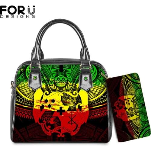 FORUDESIGNS Polynesian Samoa Pattern Brand Designer Fashion Ladies Pu Leather Crossbody Shoulder Bag And Purse 2pcs Bolsa Femme