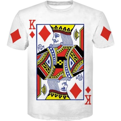 Poker T-shirt 2021 summer new high-quality creative mens short-sleeved 3D playing cards fashion top quick-drying clothes