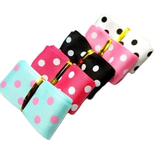 HL 1" 5yards (1 yards/color) Printed Dots grosgrain ribbon DIY Wedding Christmas Decorative arts and crafts TJ020