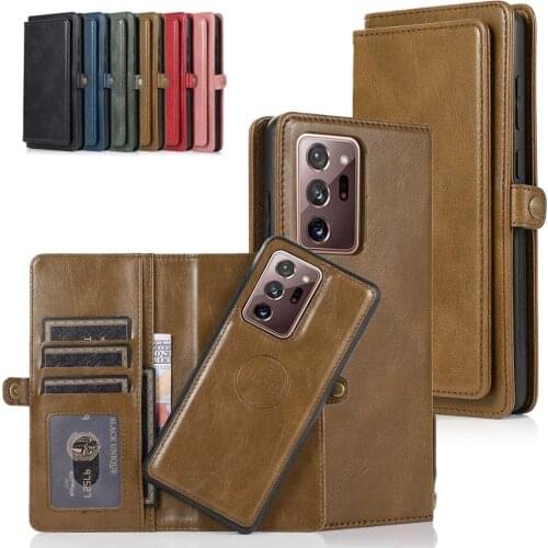 Flip Leather Case for Samsung Galaxy Note 20 Ultra Detachable Magnetic Wallet Phone Cover for Samsung Note 20 S21 S20 A52 A72 S9