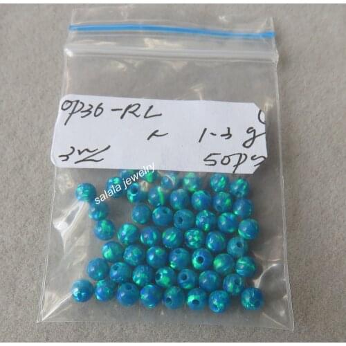 100pcs/lot OP36 Peacock Blue Opal Beads 3mm Round Opal Beads Drilled Synthetic Round Ball Opal Beads , Round Fire Opal Stone