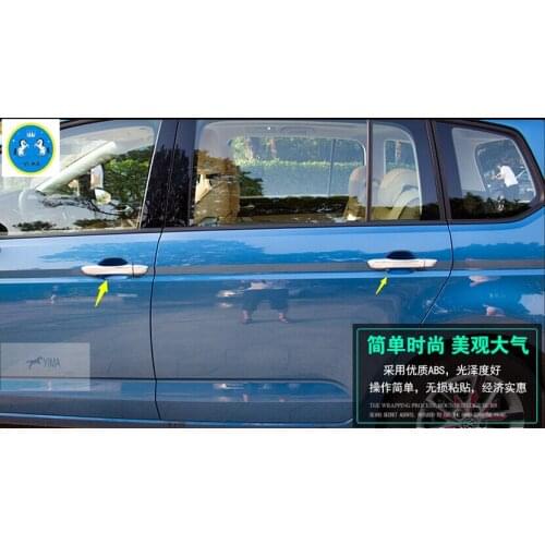 Yimaautotrims Side Door Handle Cover Trim 4 Pcs / Set Fit For VW Volkswagen Touran 2016 2017 2018 ABS Chromium Styling