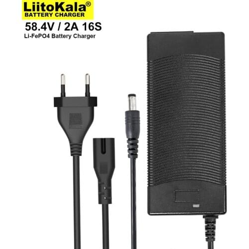 VariCore 58.4V 2A 16 series 3.2v LiFePO4 battery pack lithium iron phosphate Charger recharging current 2000mAh DC 5.5*2.1mm