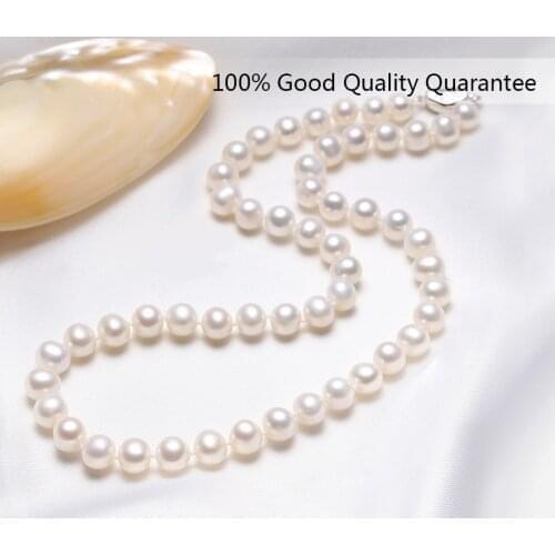 MADALENA SARARA AAA Freshwater Pearl Round Shape Classical Style Pearl Necklace 7.5-8mm 43cm with earring
