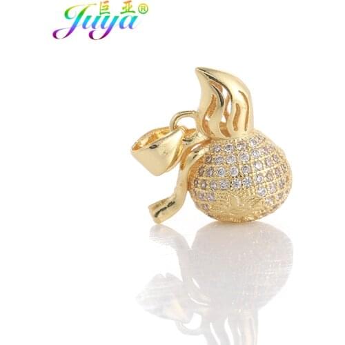 Micro Pave Zirconia Hollow Heat Peace Gourd Charm Pendant Accessories For Women Men Charm Bracelets Pendant Necklaces DIY Making