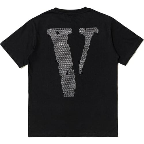 Classic Vlone Short-sleeved Female Couple Loose Street Hip-hop Big V Trend T-shirt Mens Cotton Round Neck 031