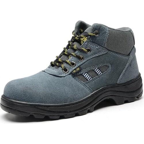 Men casual steel toe cap work safety boots cow suede leather worker safe shoes tooling security ankle botas protect footwear man
