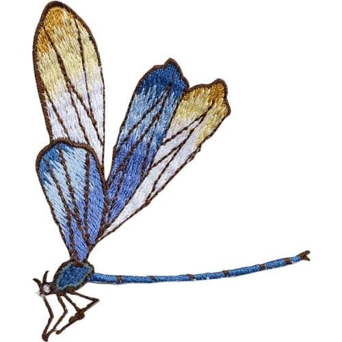 Fashion High quality Embroidery Patches for clothing 3D dragonfly Embroidered iron on parches animal applique for backpack hat