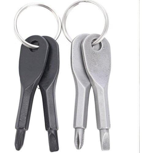 Stainless Steel Mini Screwdriver Key Shape Slotted Screwdrivers Keychain Pocket Repair Tool Slotted Multifunction EDC tools