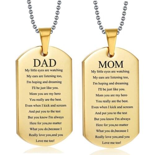 Customized Dog Tag Pendant Necklace Mens Womens Personalized Engraving Name Birthday Address Medical Information ID Necklaces