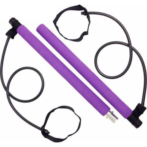 Portable Pilates Bar Resistance Band Yoga Pilates Stick Home Gym Yoga Exercise Fitness Bar with 2 Foot Stretch Stick