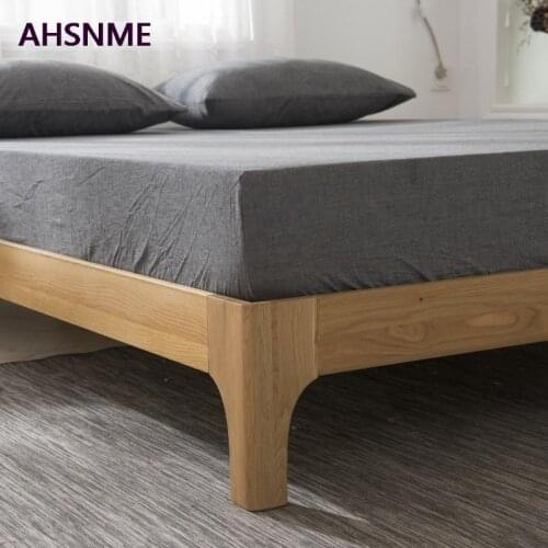 AHSNME 100% Cotton sheets Super Soft parure de lit Cool Summer Simple Dark gray Fitted Sheet 90x200/120x200/180x200cm