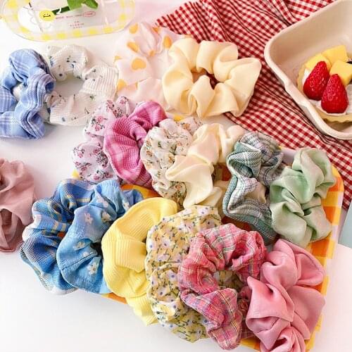 Korea Vintage Scrunchies Elastic Hair Bands for Women Solid Color Headband Headwear Fashion Scrunch Hairband Hair Accessories