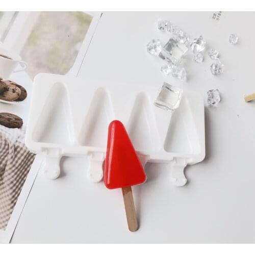 Silicone Ice Cream Mold DIY Homemade Popsicle Moulds Freezer 4 Cell Small Size Ice Cube Tray Popsicle Barrel Makers Baking Tools