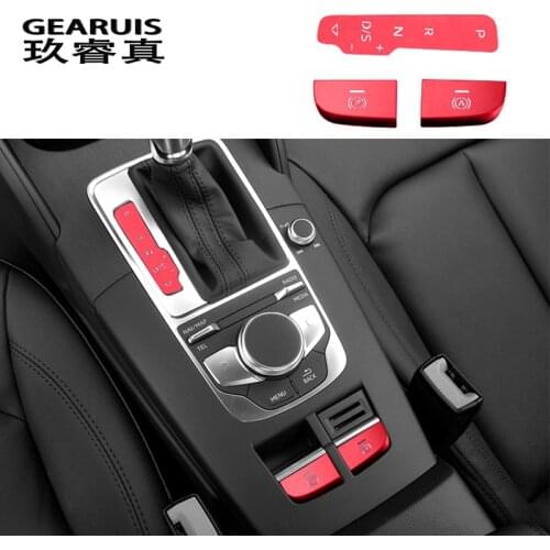 Car Styling Central Gear Handbrake A P Buttons Decorative panel Covers Stickers Trim For Audi A3 8V S3 Interior Auto Accessories