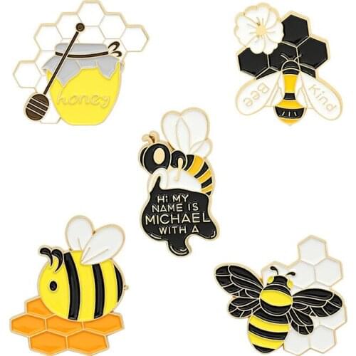 Cartoon Bee Lapel Pins Cute Enamel Badges Women Anime Brooches For Backpack Jewelry Accessories Metal Hijab Pins Badges Brooches