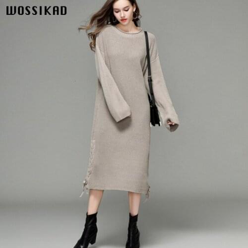 Knitted Dress Sweater Office Dress Autumn Winter Dresses Casual 2019 Elegant Long Sleeve Maxi Dress Sexy Dress Mujer Vobe Ropa