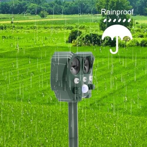 Waterproof Motion Sensor Ultrasonic Animal Repeller Solar Powered For Bat Mouse Squirrels Racoon Skunk In Garden Outdoor & Yard