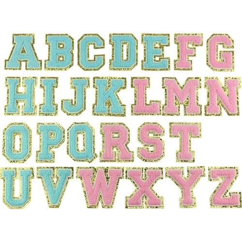 26 English Letters Alphabet Towel Embroidered Chenille Patches Clothing Shoes Jacket Sew On Accessory DIY Name Stickers Applique