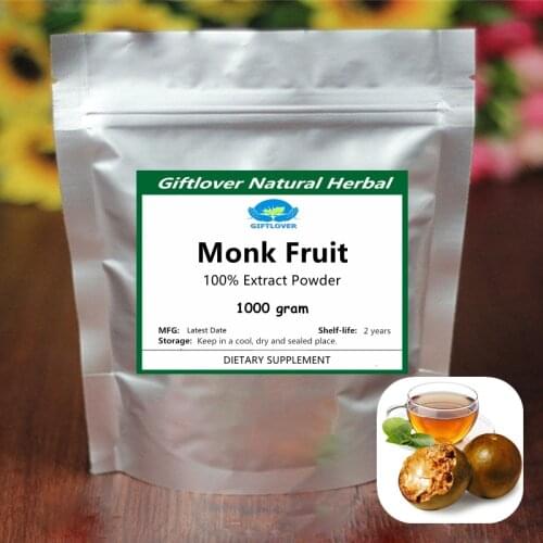 High Quality 100% Monk Fruit Extract Powder,Luo Han Guo,20% Mogroside,Siraitia Grosvenorii Natural Sweentner, Zero Calories
