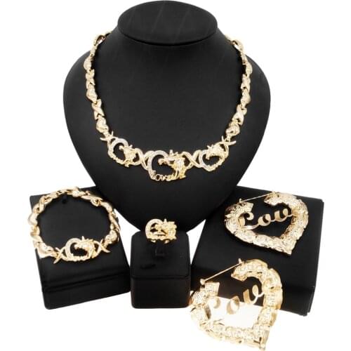 Yulaili Exquisite Unicorn Shape Jewelry Set XO New Arab Girl Dating Birthday Gift Ring Earring Necklace Bracelet Jewelry Sets