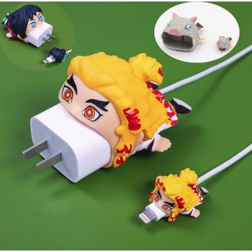 Demon Slayer Charger USB Protective Case Cable Bite Cosplay Accessory Protects Chompers Smart Cover Prop For iPhone Cable