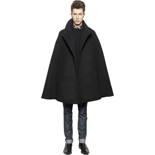 M-4XL nightclub hip hop high street wind magician cloak personality shawl tide mens autumn and winter models thick woolen coat