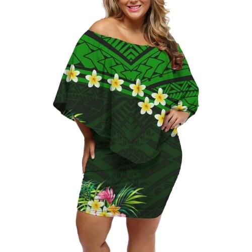 Plus Size Casual Evening Dresses 2021 Mini Club Elegant A Line Off Shoulder Fashion Sexy Bodycon Dress Match Samoan Designs